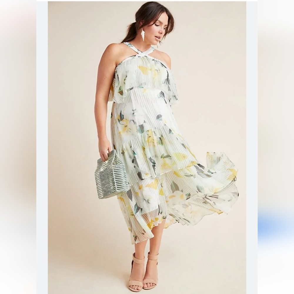 NWOT! Anthropologie Garden Party Floral White Dress